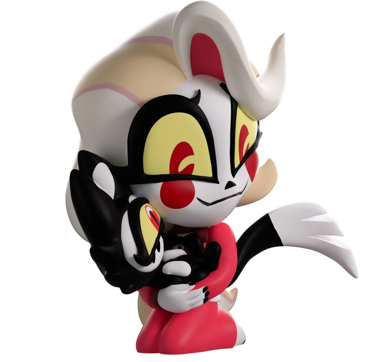Angled side view of Charlie and KeeKee Youtooz vinyl figure from Hazbin Hotel