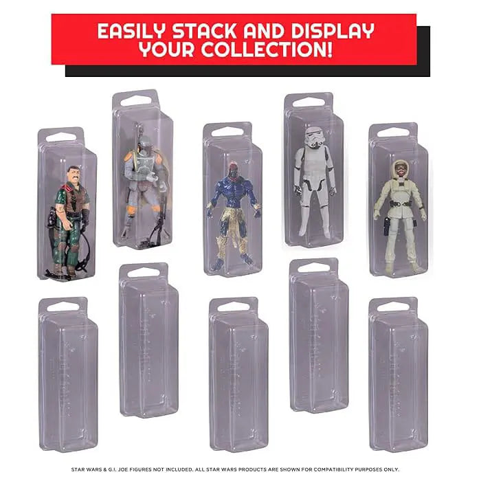 Stackable clamshell protector cases for 3.75 inch collectible action figures