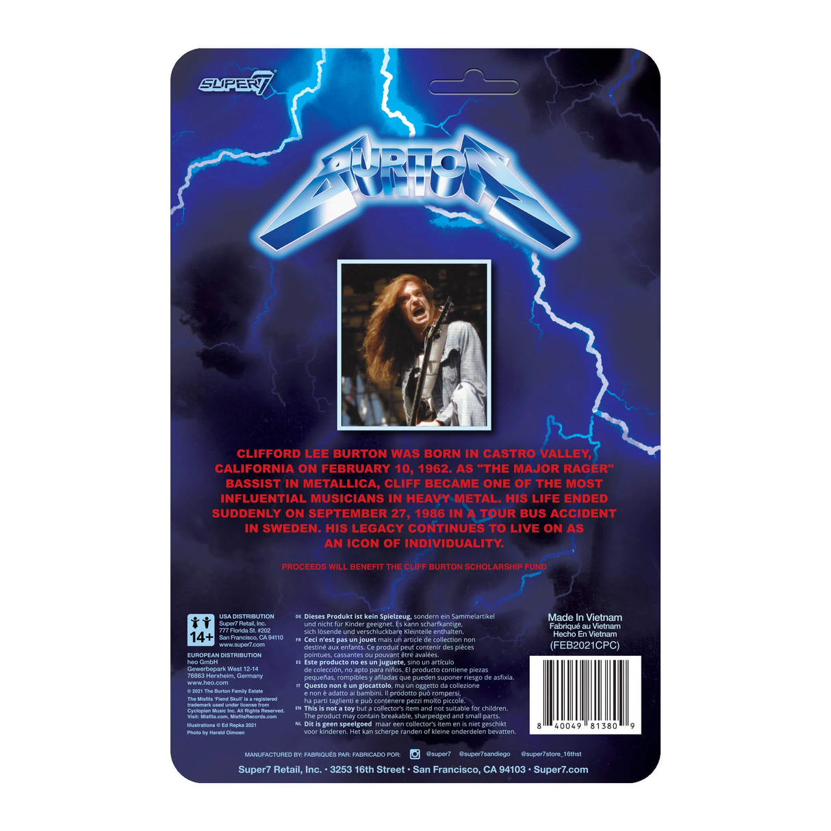 Cliff Burton - ReAction Figure Cardback