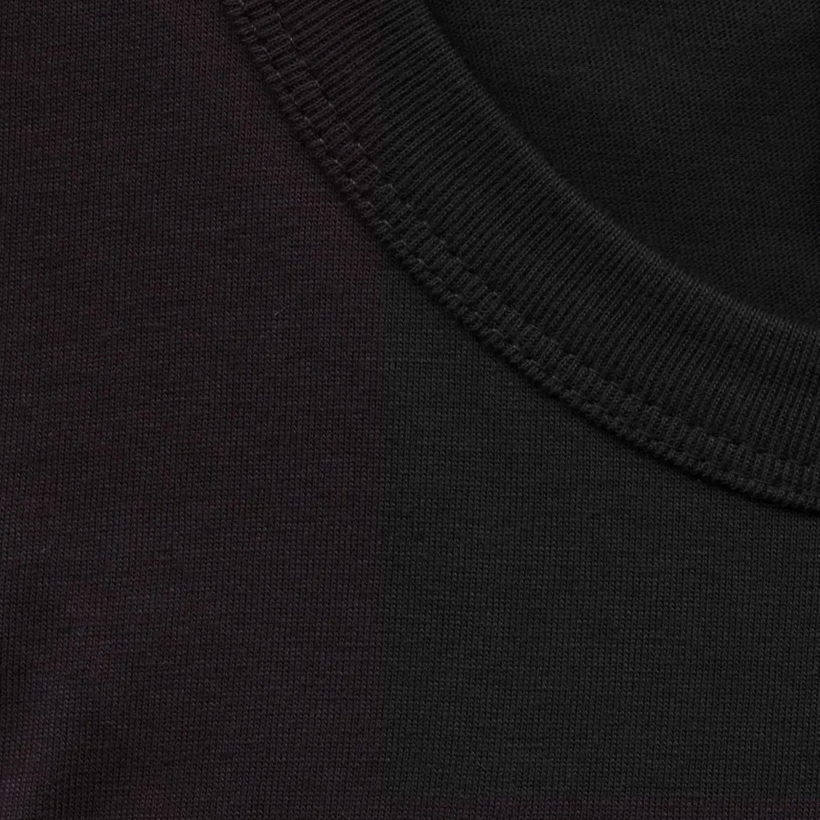 Close-up detail of fabric texture and neckline on Commodore 64 t-shirt