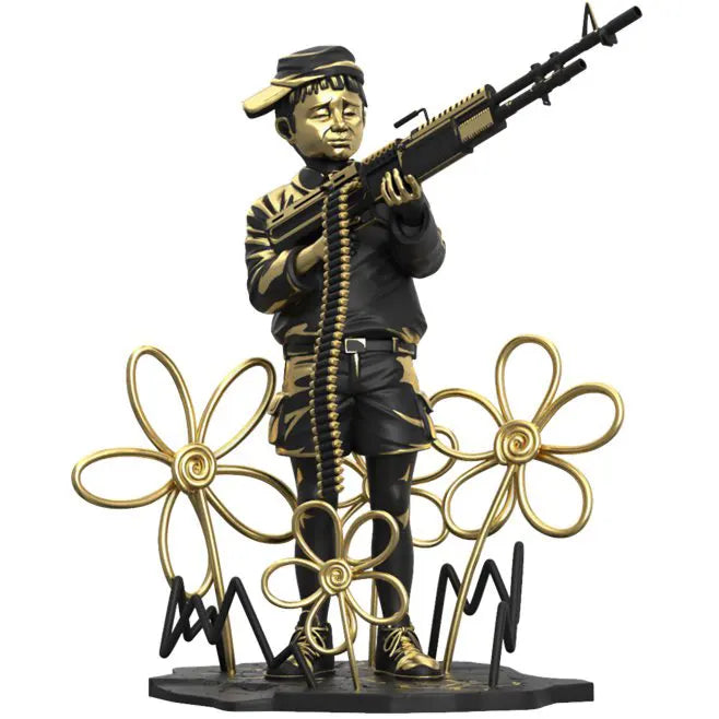Crayon Shooter LA Gold Edition vinyl figure front view with boy holding crayon machine gun