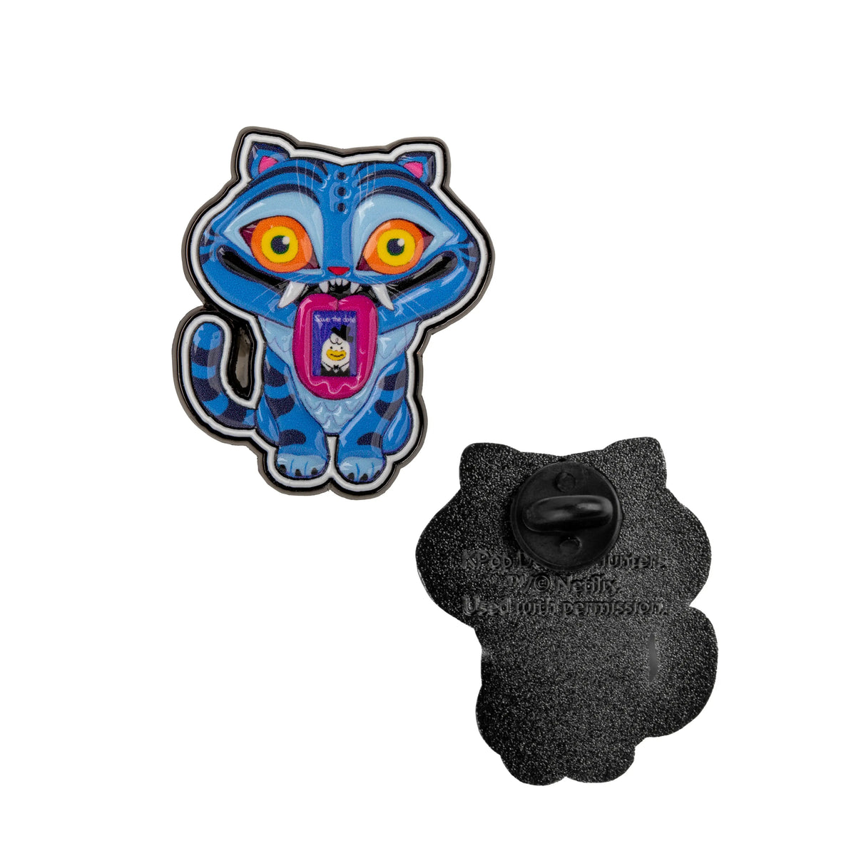 Derpy tiger pin front and back view KPop Demon Hunters collectible