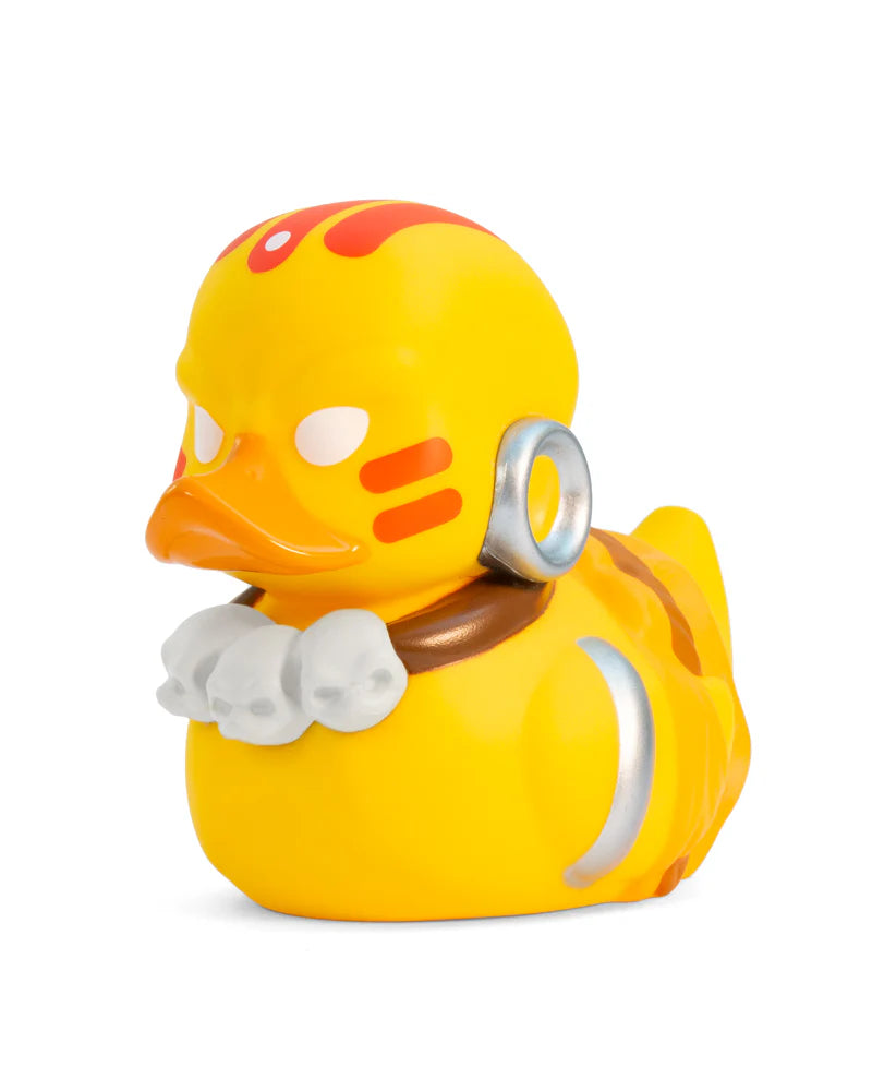 Dhalsim TUBBZ duck figure in side profile with iconic face paint