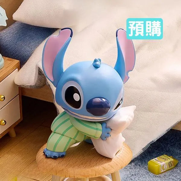 Stitch in green pajamas hugging pillow vinyl figure