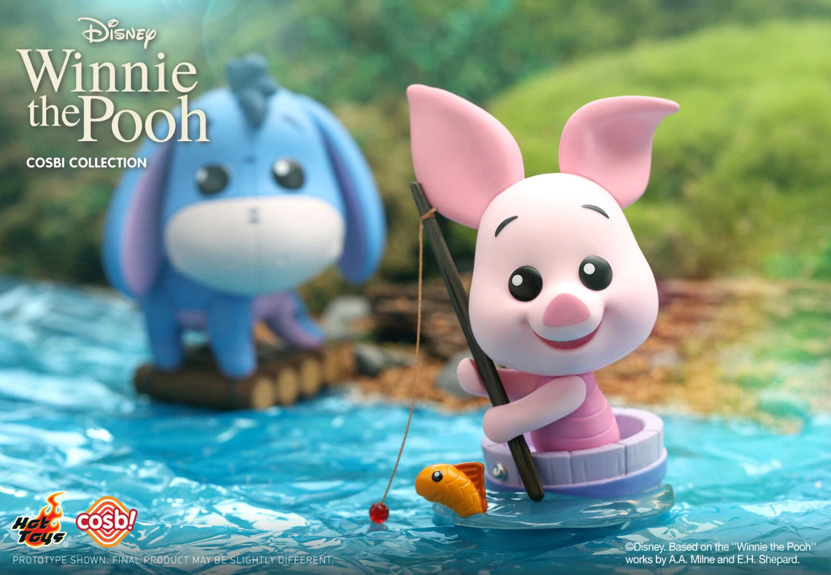 Piglet fishing Cosbi figure with Eeyore in background