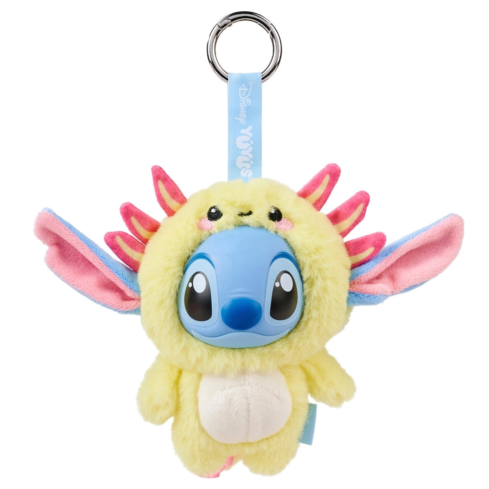 Disney YuYus Stitch plush keychain in yellow axolotl costume