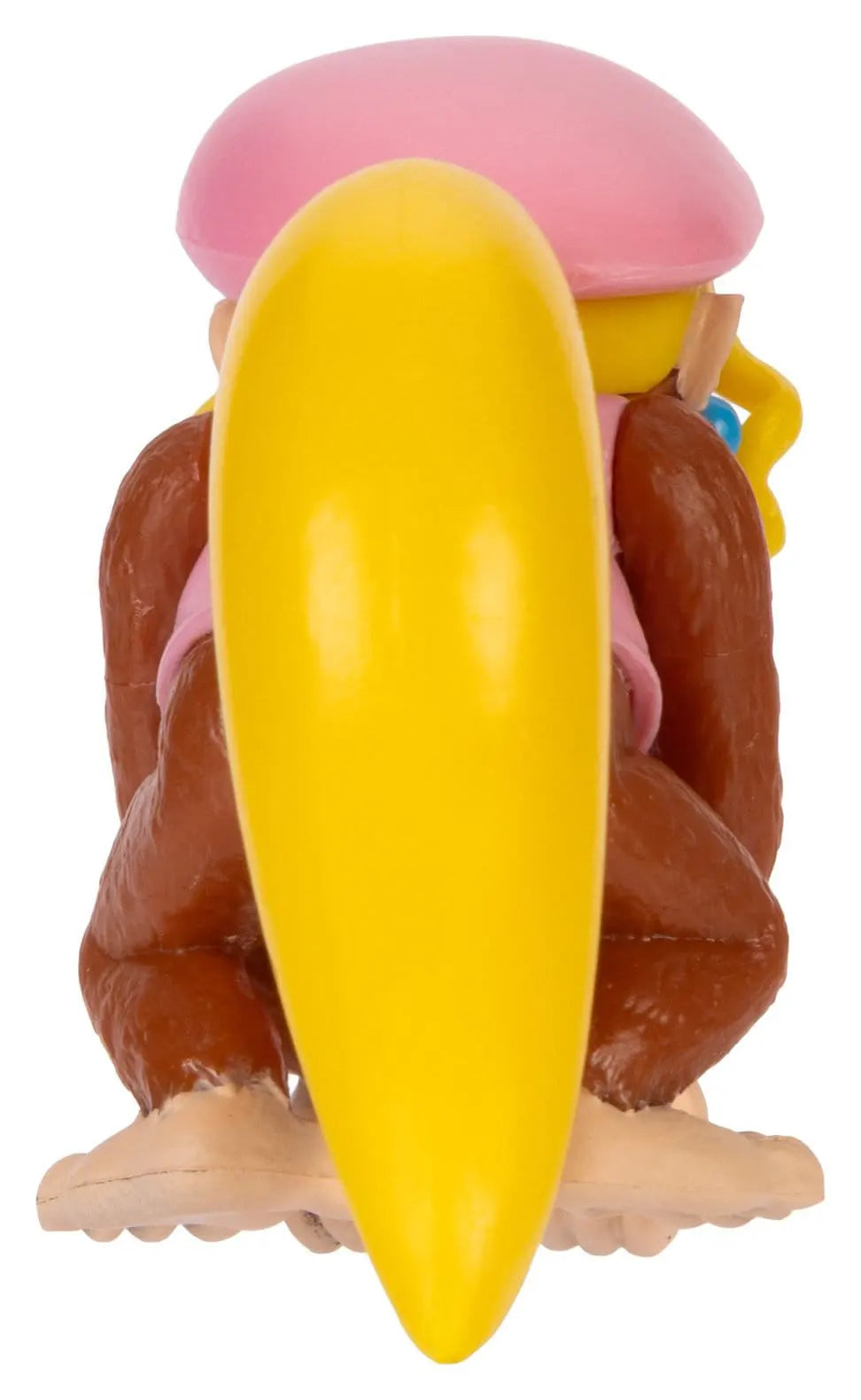 Back view of Dixie Kong Nintendo figure showing her long blonde ponytail