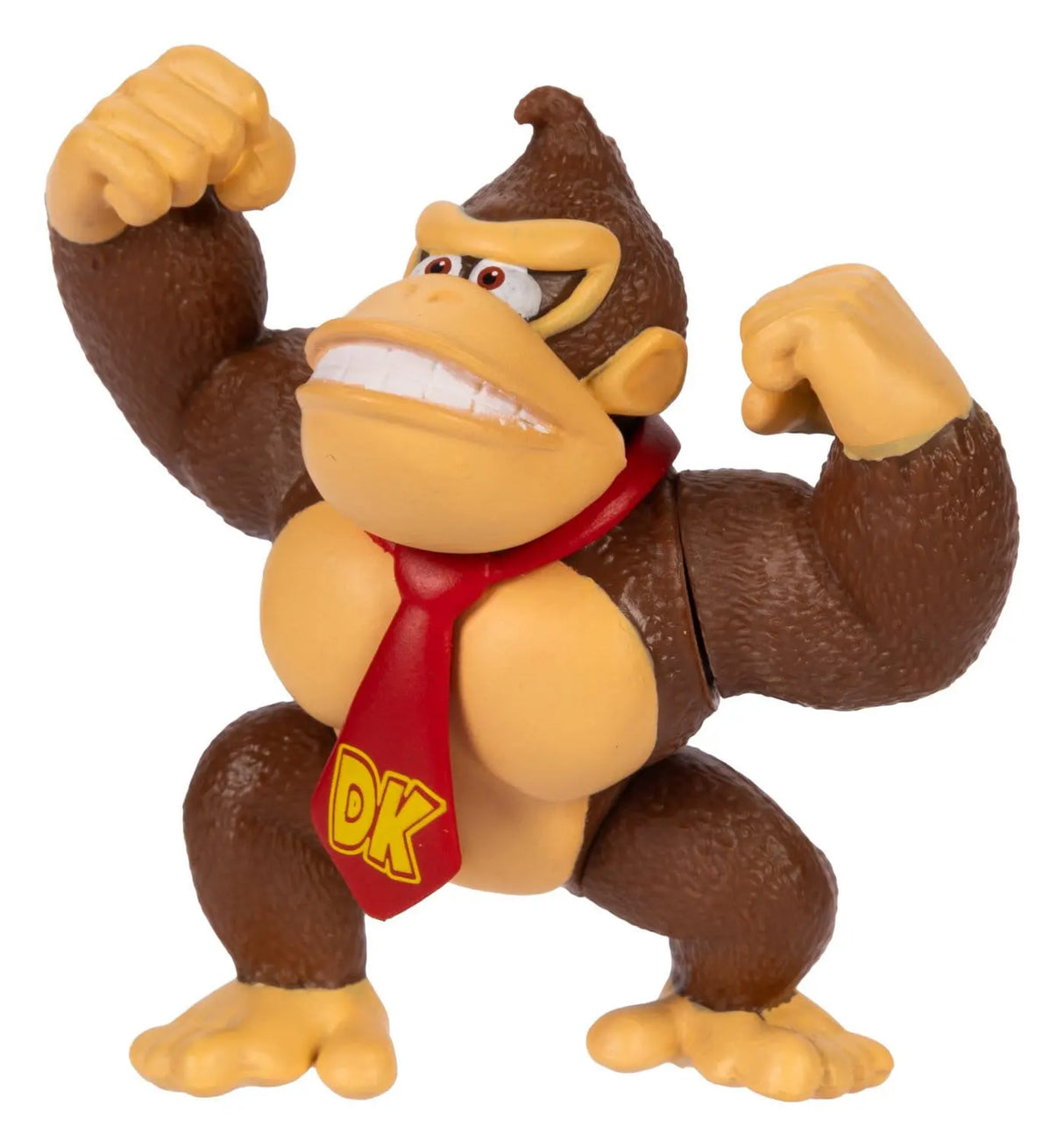 Nintendo Donkey Kong action figure by JAKKS Pacific flexing his arms with classic red DK tie
