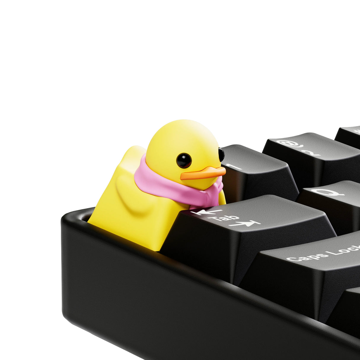 Scarf Duck keycap from Duckeys Winter Escape blind bag collection.