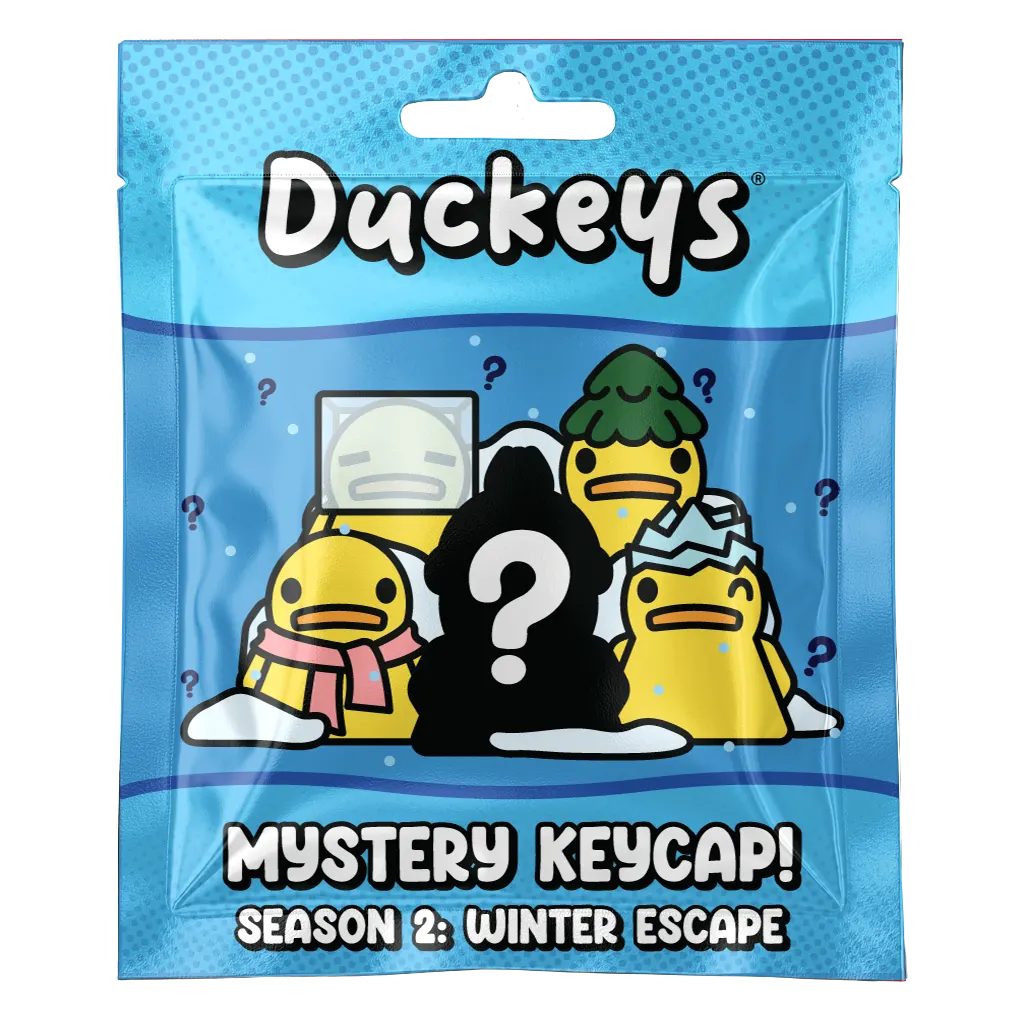 Duckeys Mystery Keycap blind bag packaging front for Season 2 Winter Escape.