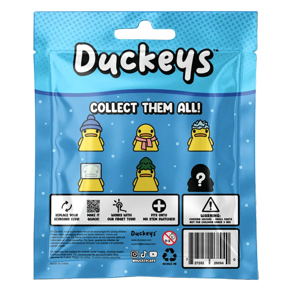 Back of Duckeys Season 2 blind bag showing collectible lineup and features.