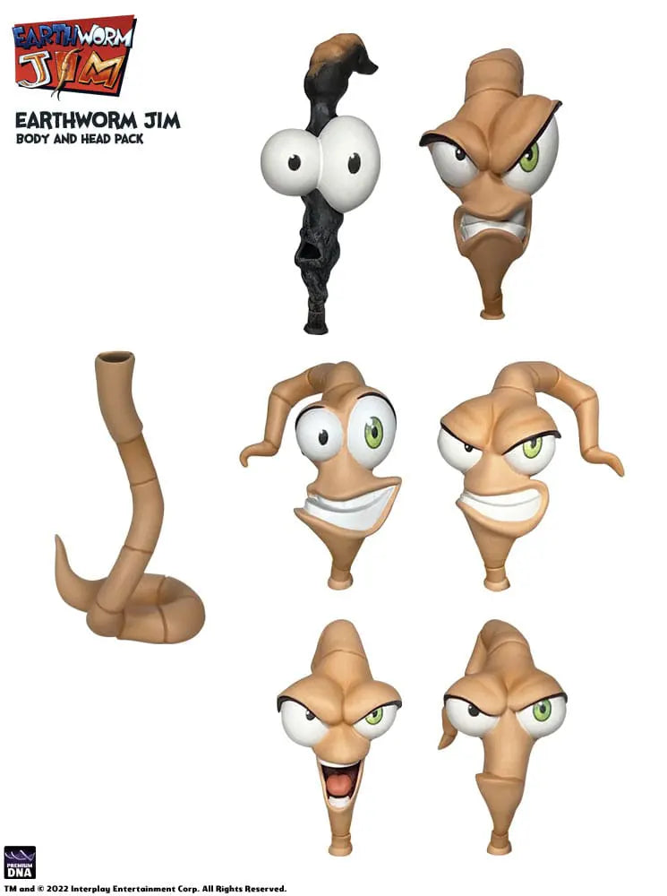 Worm Body & Heads Pack showing 6 heads and worm accessory