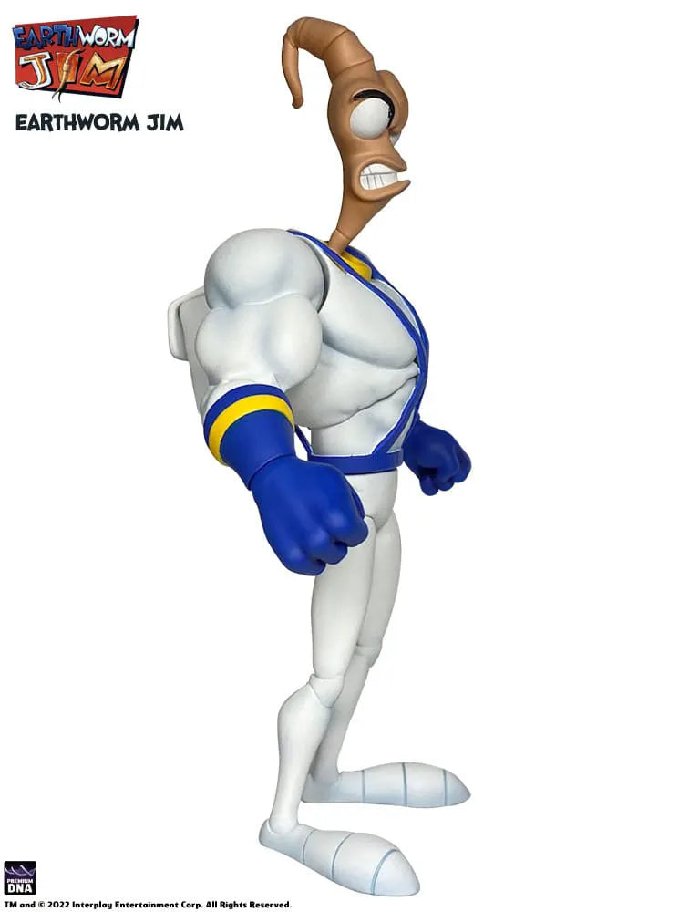 Side view of Earthworm Jim showing muscular profile