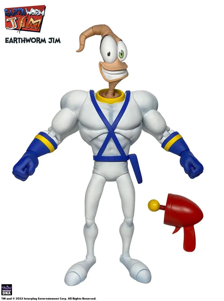 Smiling Earthworm Jim and blaster
