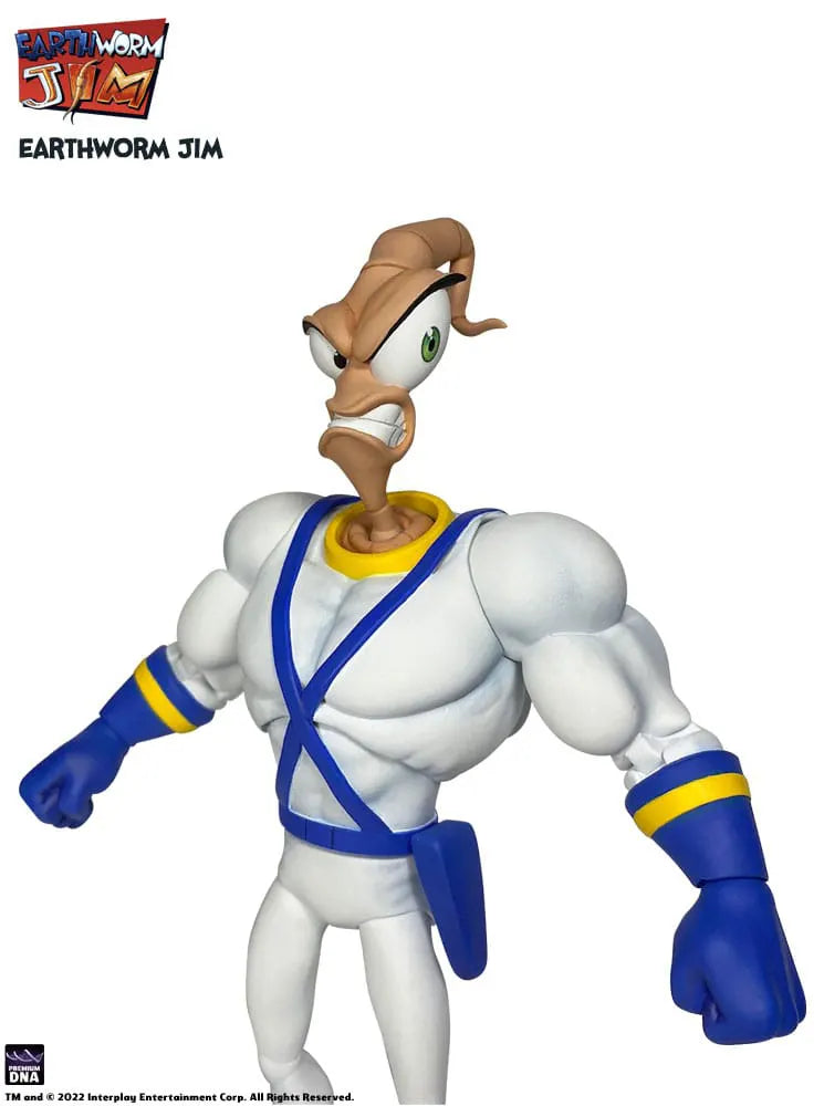 Angry Side view of Earthworm Jim Flexing