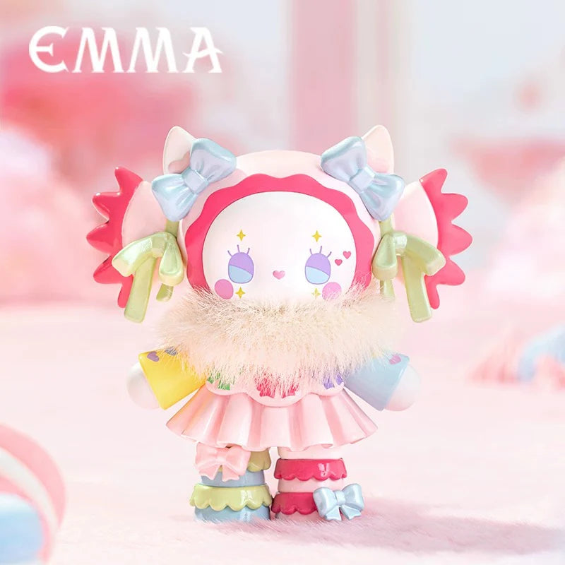Candy Club Emma Secret Forest Love Dopamine figure in pastel rainbow dress with bows and fluffy collar.