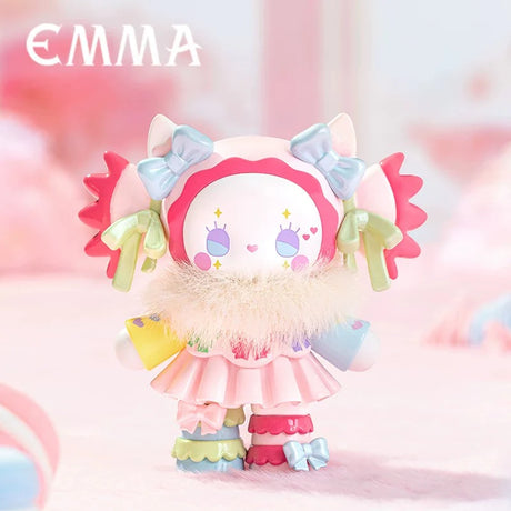 Candy Club Emma Secret Forest Love Dopamine figure in pastel rainbow dress with bows and fluffy collar.