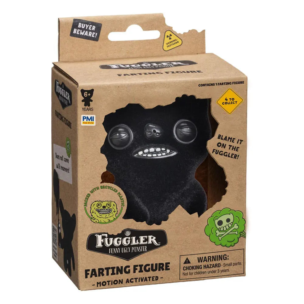 Black Fuggler motion-activated vinyl figure with sound and human-like teeth.