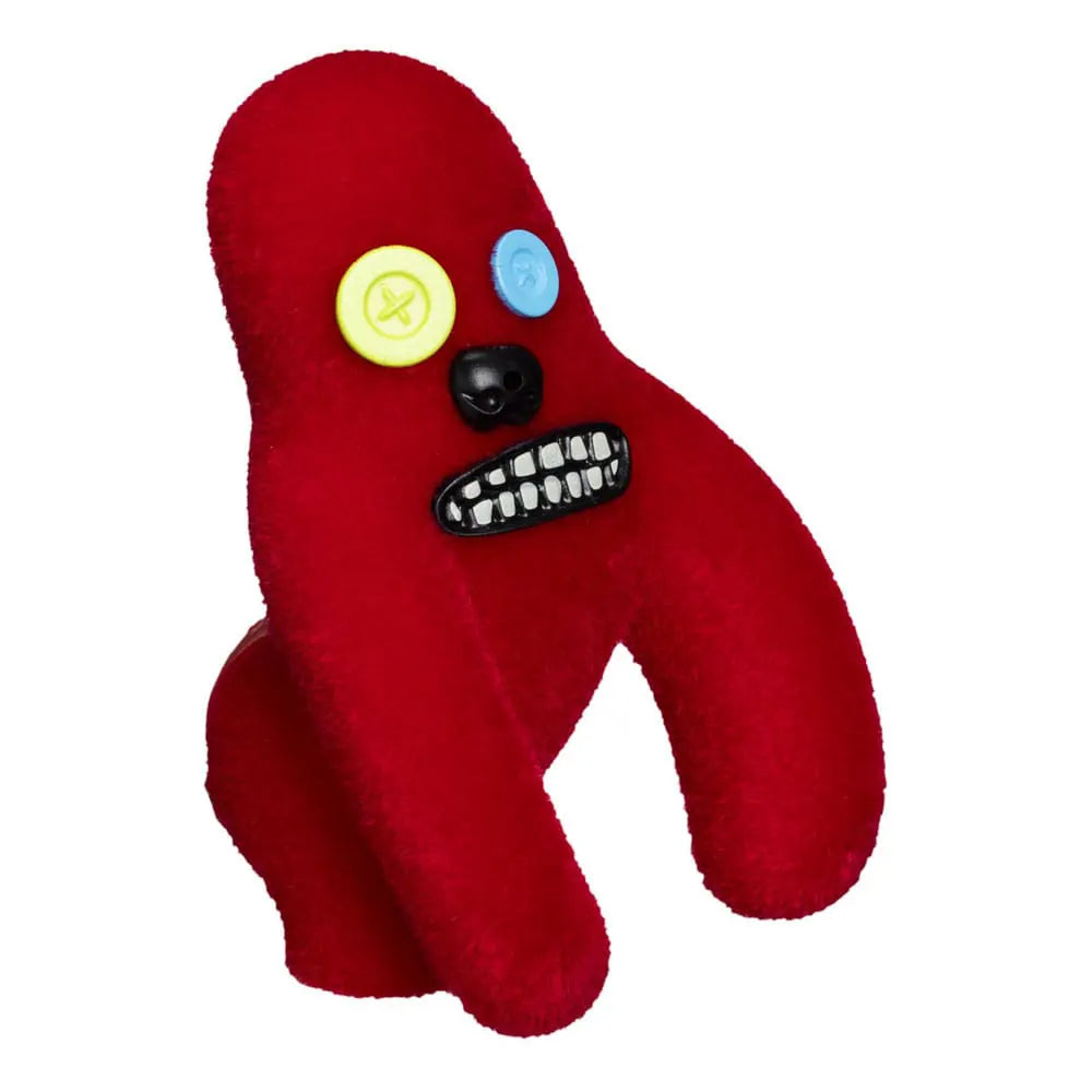 Red Fuggler motion-activated vinyl figure with button eyes and toothy grin.