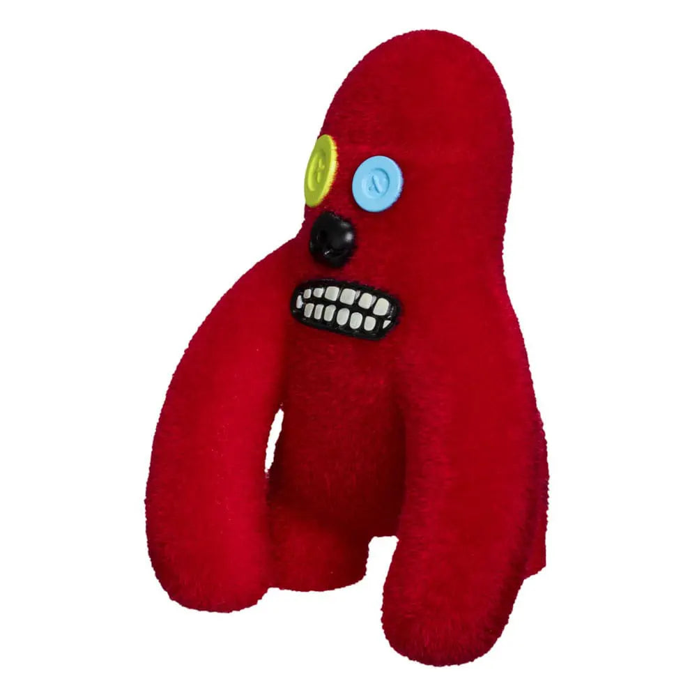 Red Fuggler motion-activated vinyl figure with button eyes and toothy grin.