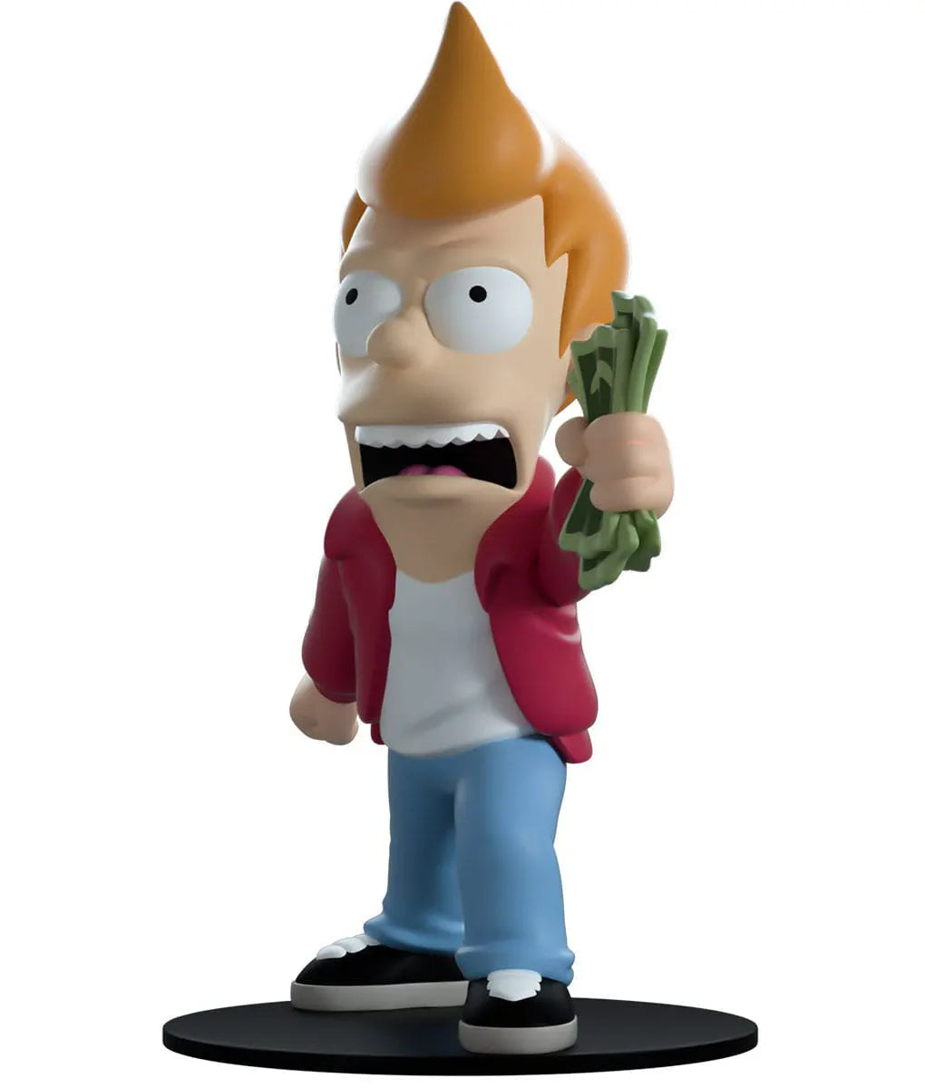 Front view of Take My Money Fry Youtooz vinyl figure holding cash from Futurama.