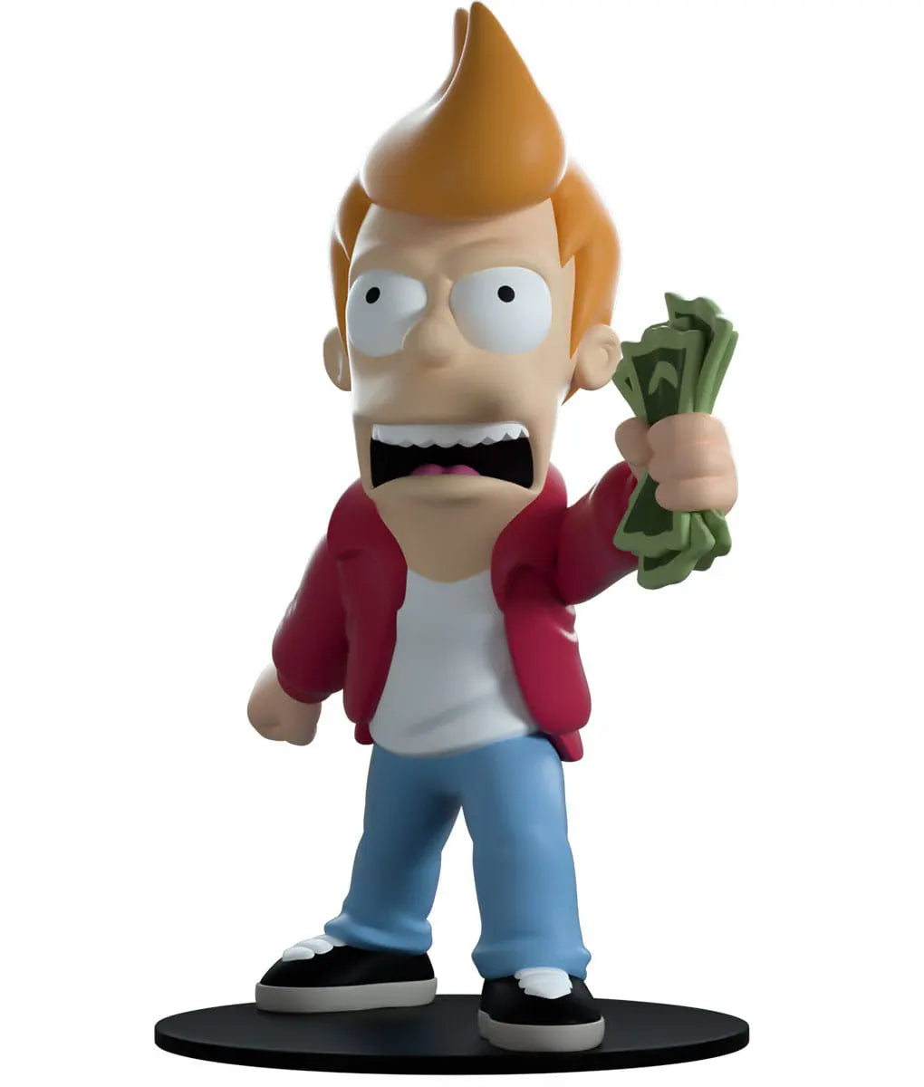 Front view of Take My Money Fry Youtooz vinyl figure holding cash from Futurama.