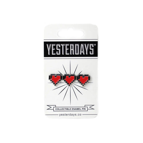 Full Health pin by Yesterdays, featuring three pixelated hearts on display card