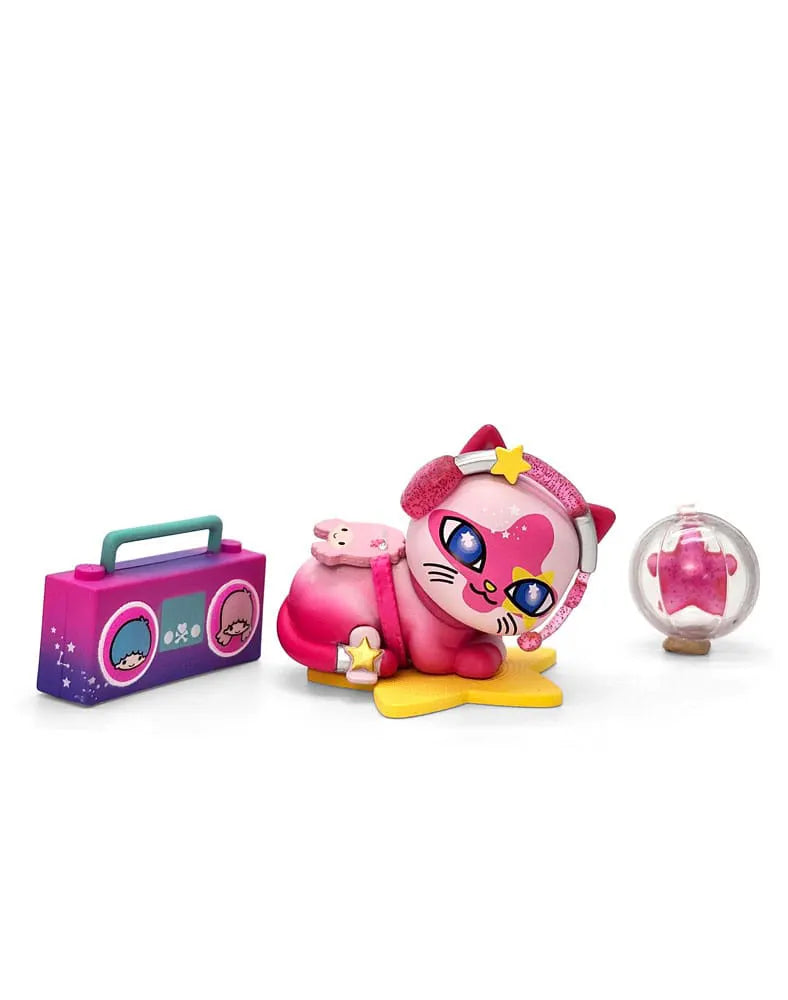 LittleTwinStars x DJ Starlight kitty figure with turntable and cosmic accessories.