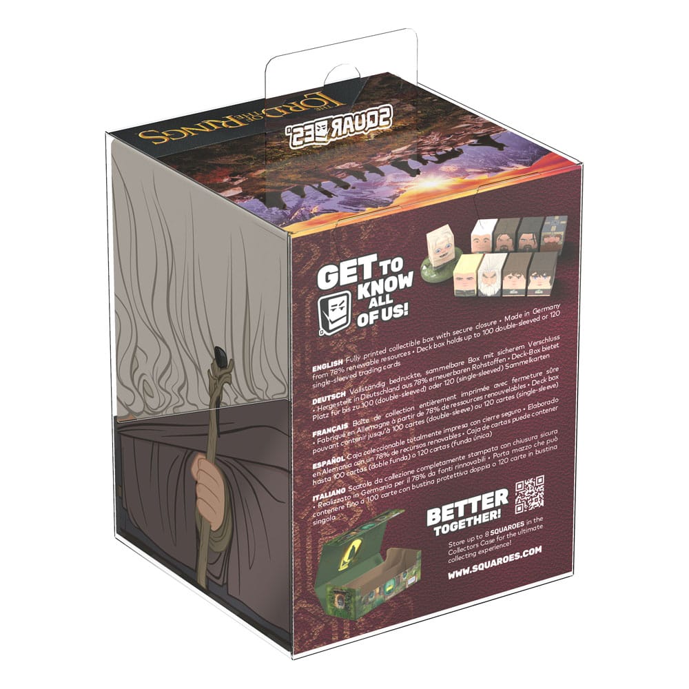 Full view of Gandalf Squaroe deck box with stylized character design