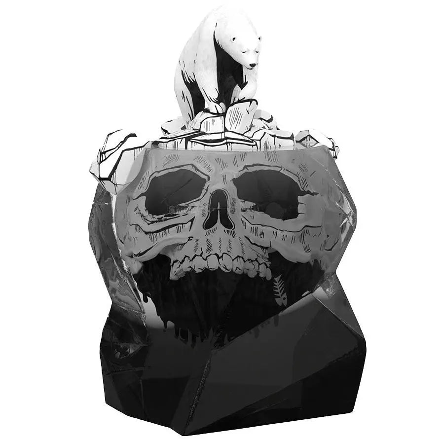 Global Warning Inked Edition art statue by Kerby Rosanes featuring polar bear on cracked ice.