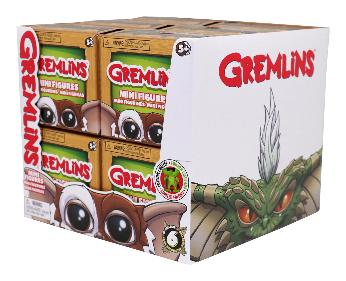 Gremlins Blind Box Wave 1 retail pack showing six individual blind boxes in display tray.
