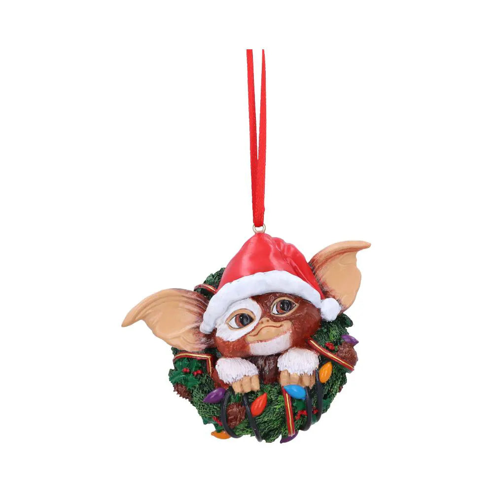 Gremlins Gizmo in Wreath Hanging Ornament front view