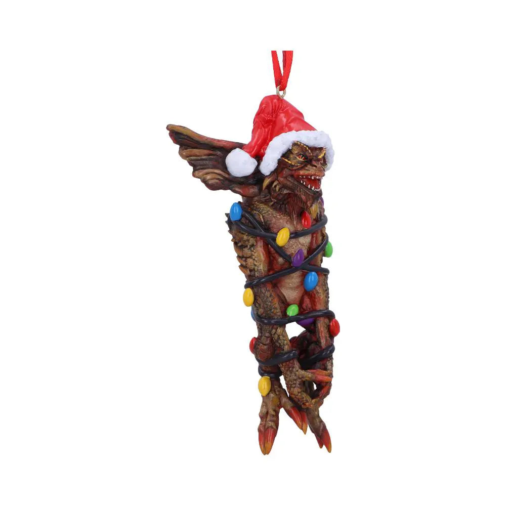 Angled view of Mohawk Christmas hanging ornament