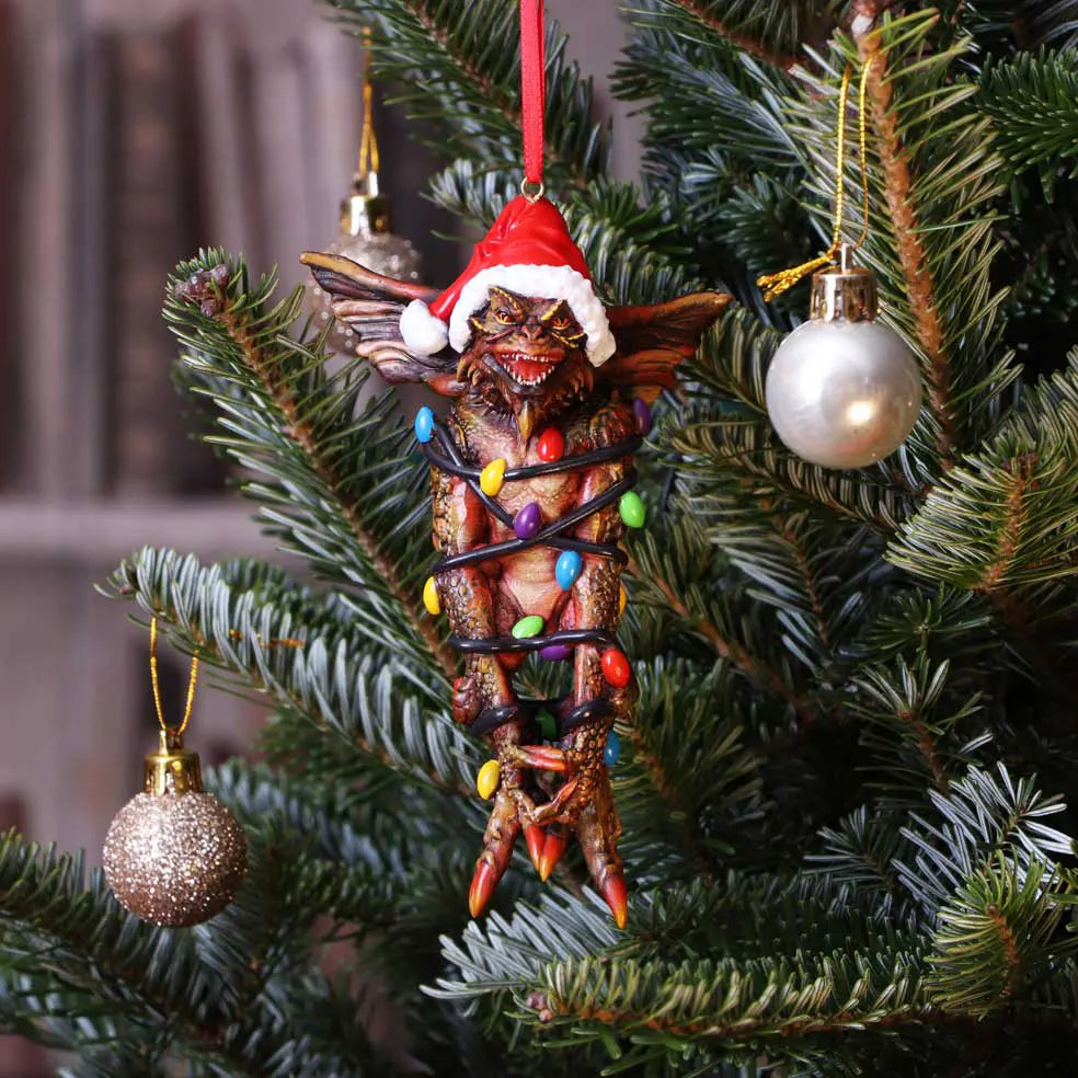 Gremlins Mohawk in Fairy Lights Hanging Ornament displayed on a Christmas tree