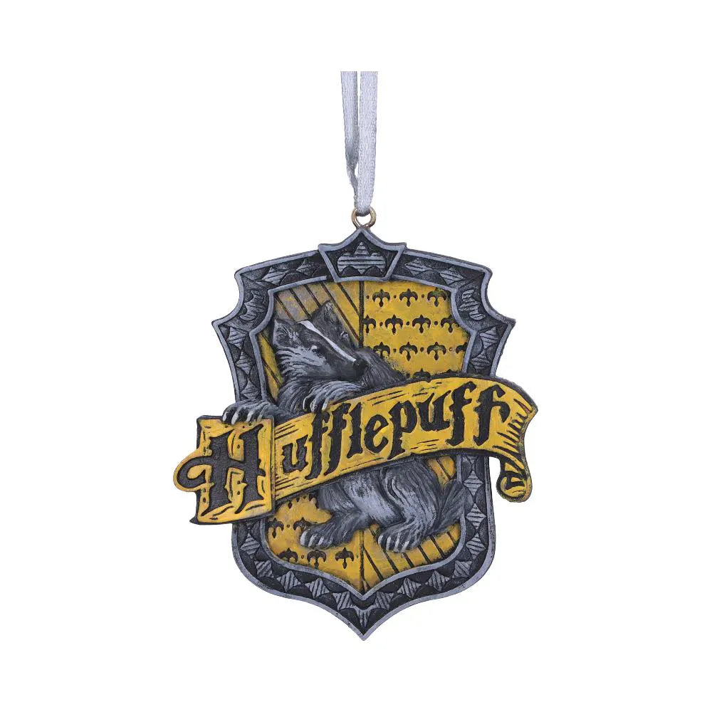 Hufflepuff crest hanging ornament – front view