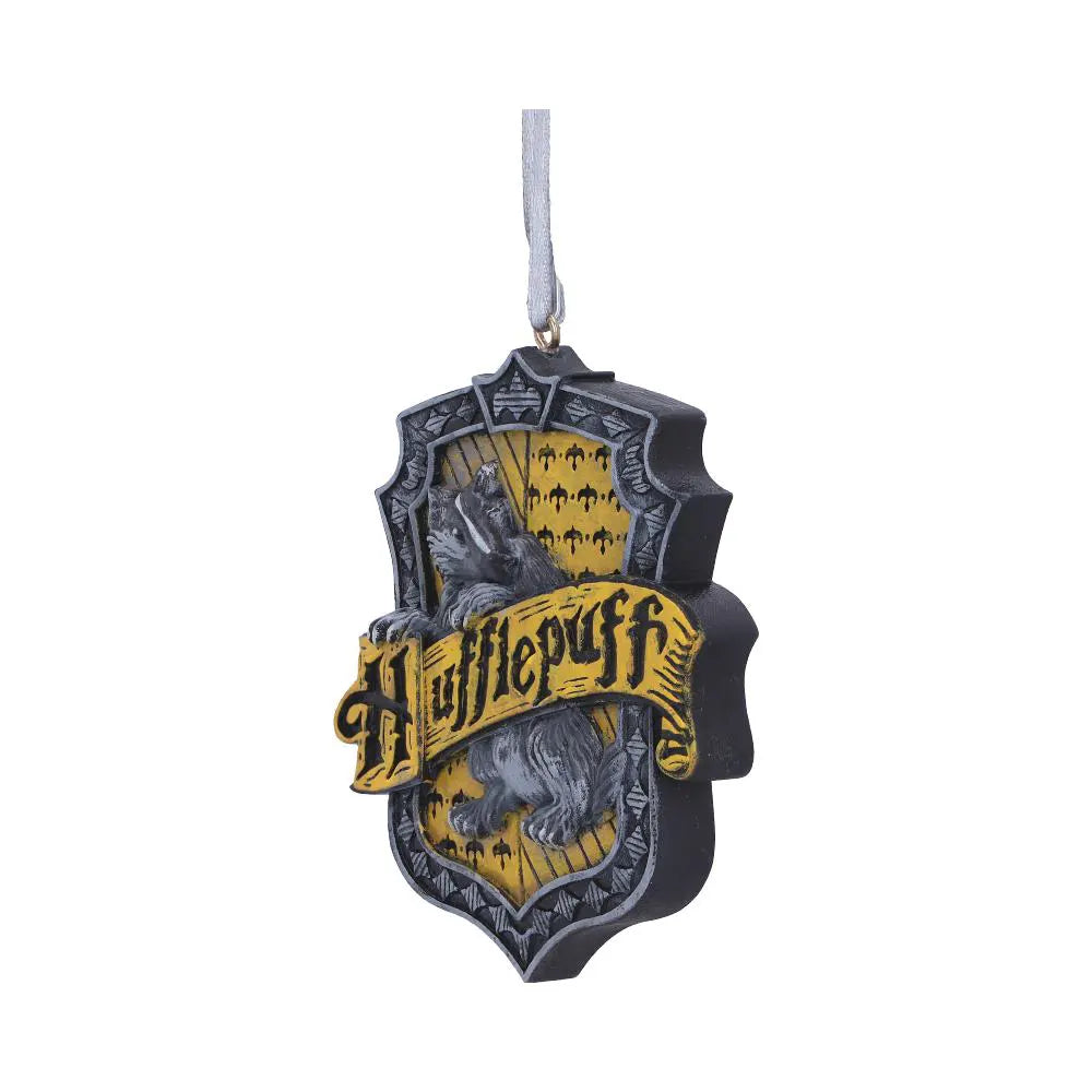 Side view of Hufflepuff crest resin ornament