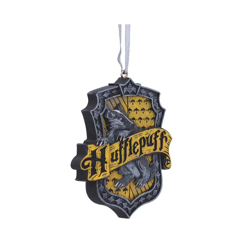 Right side view of Hufflepuff crest resin ornament