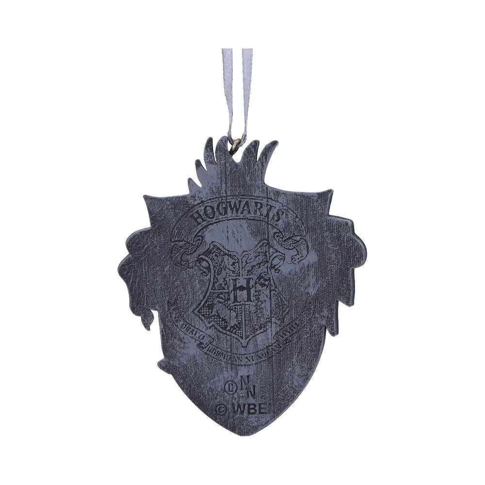 Back side of Ravenclaw Crest Hanging Ornament featuring Hogwarts crest and licensing info