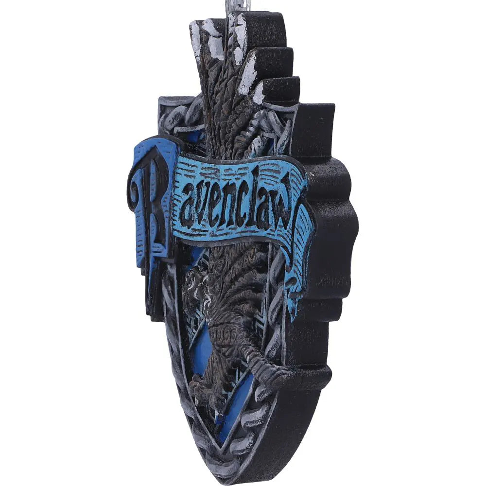 Side perspective of Ravenclaw Crest Hanging Ornament showing layered design