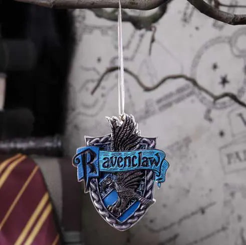 Ravenclaw Crest Hanging Ornament displayed in a magical Harry Potter setting