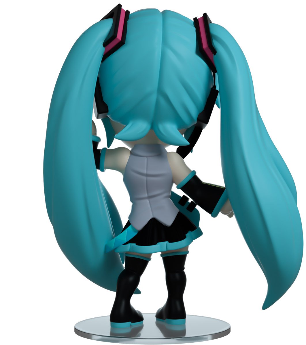 Hatsune Miku Youtooz vinyl figure rear view showing outfit details and hair flow
