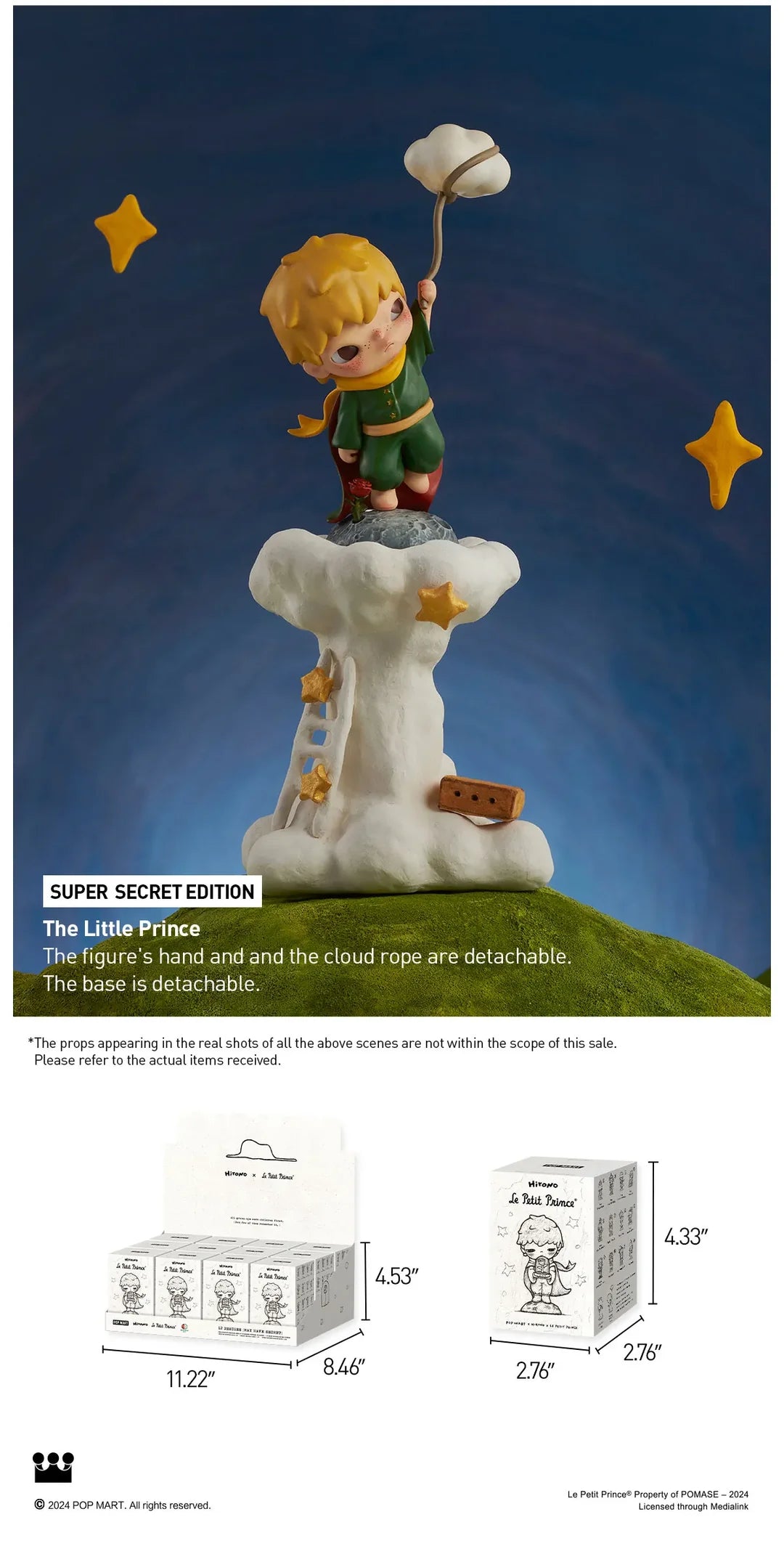 Promotional art of Hirono x Le Petit Prince Series Blindbox showing The Little Prince figure on cloud