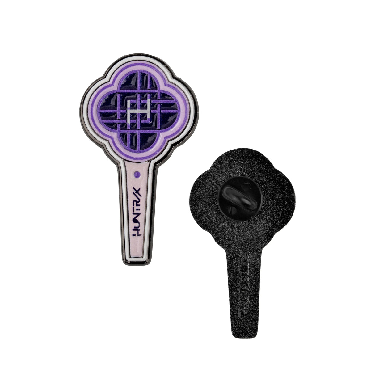 HUNTRIX lightstick pin front and back view showing backing
