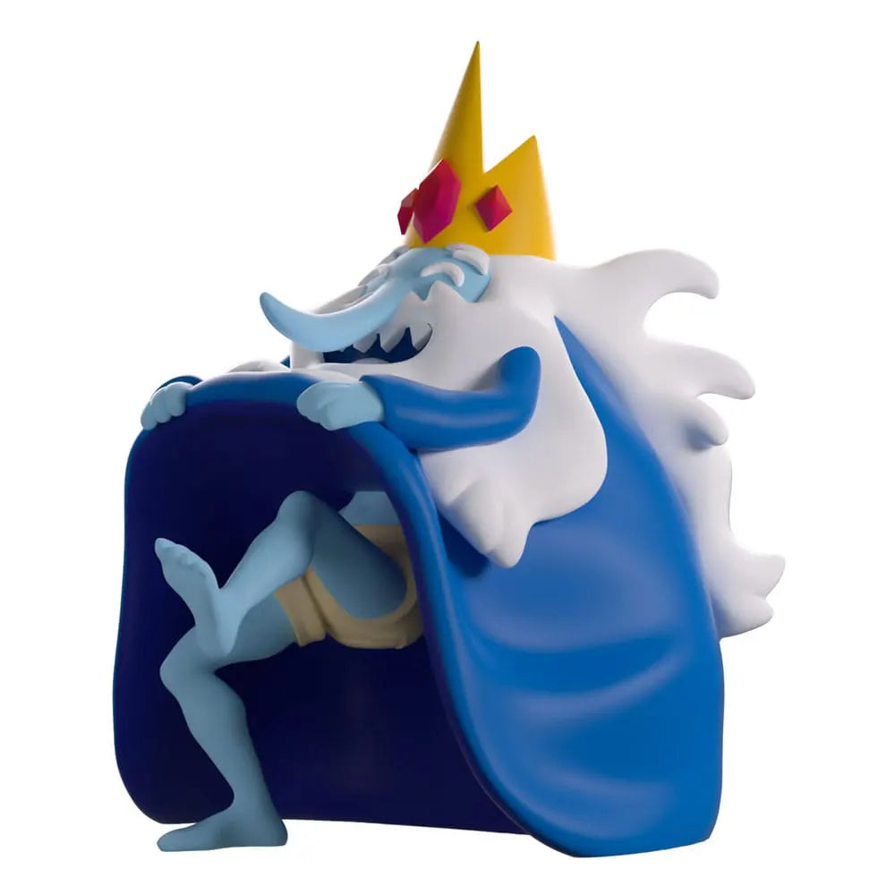 Front view of Ice King Adventure Time Youtooz vinyl figure mid-dance with crown and cloak.
