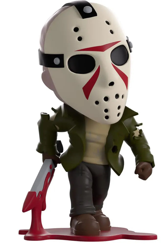 Jason Voorhees Youtooz vinyl figure holding bloody machete, full front view.