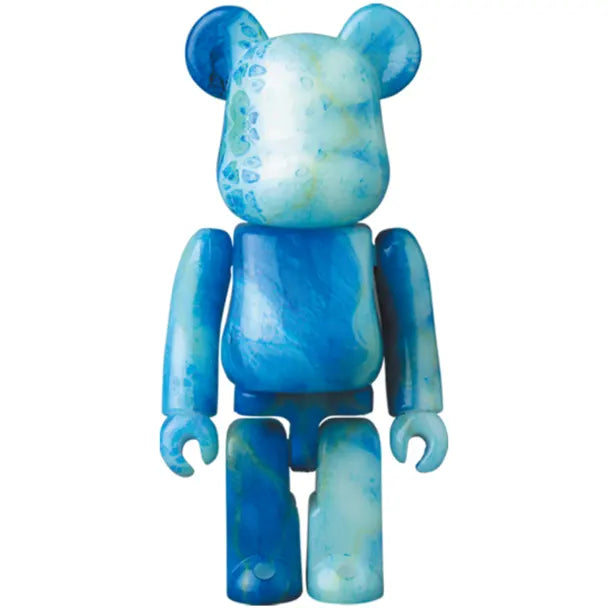 Medicom Toy Jellybean BE@RBRICK Series 43 100 percent blue marbled bearbrick figure on white background