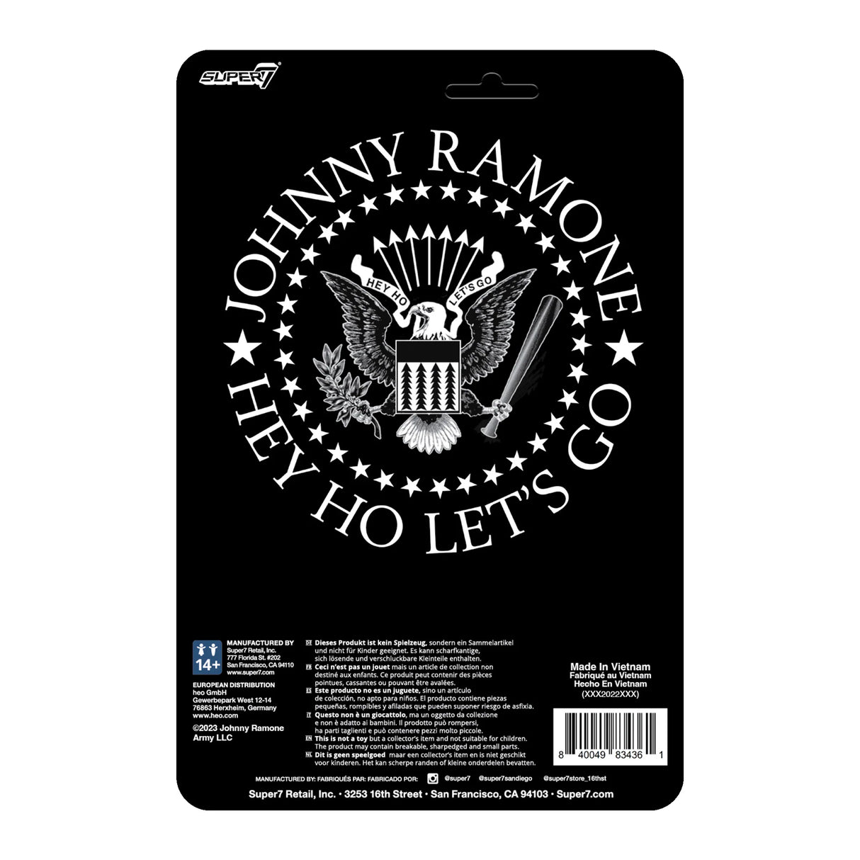 Johnny Ramone ReAction Figure Cardback