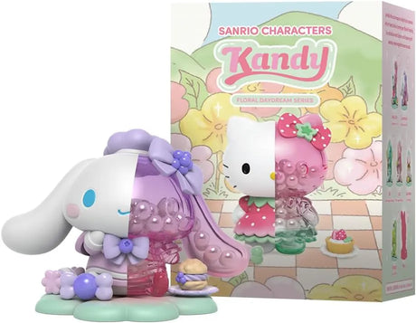 Cinnamoroll figure with bow and cream puff from Kandy: Sanrio Floral Daydream Series.