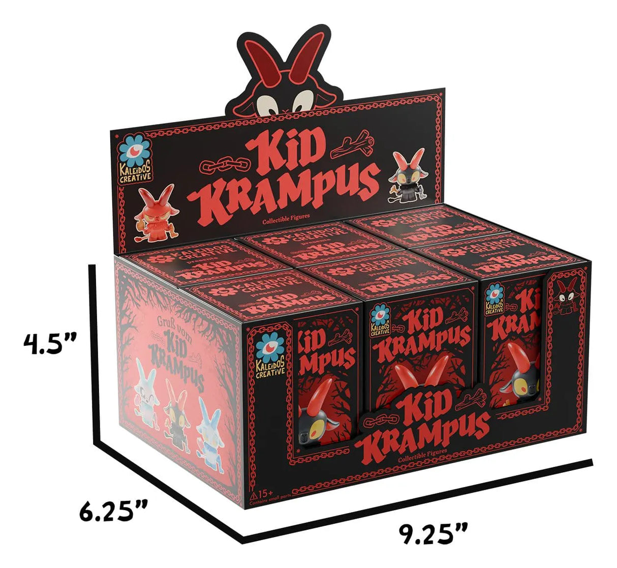 Kid Krampus retail display box containing individually packed blind boxes