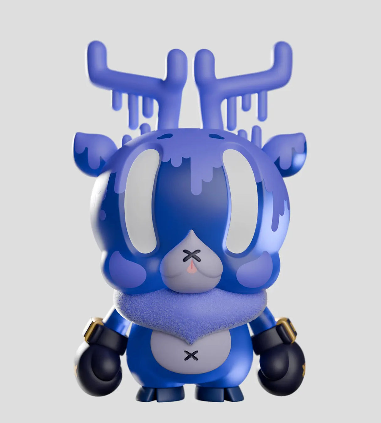 King Deer Round 01 art vinyl figure front view with dripping antlers and boxing gloves